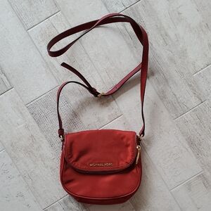 Michael Kors Red Crossbody Nylon Bag Gold Hardware